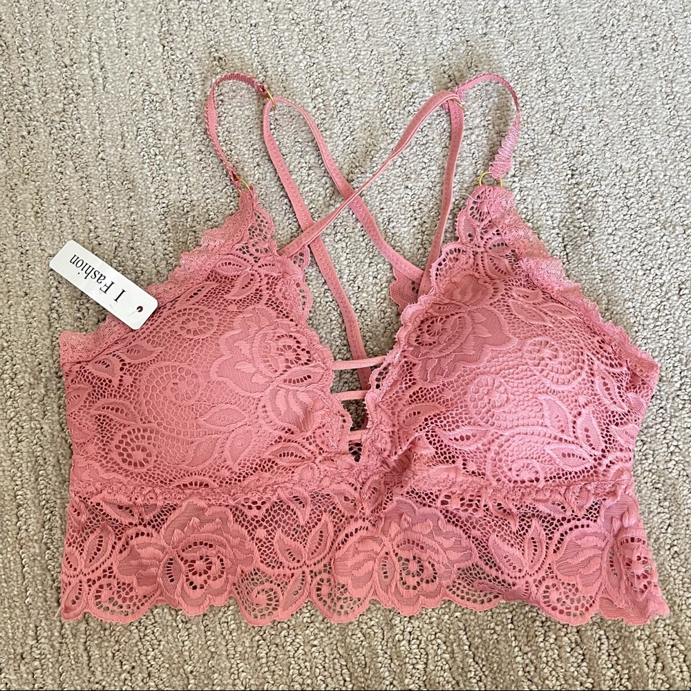 Rose Strappy Lace Bralette NWT